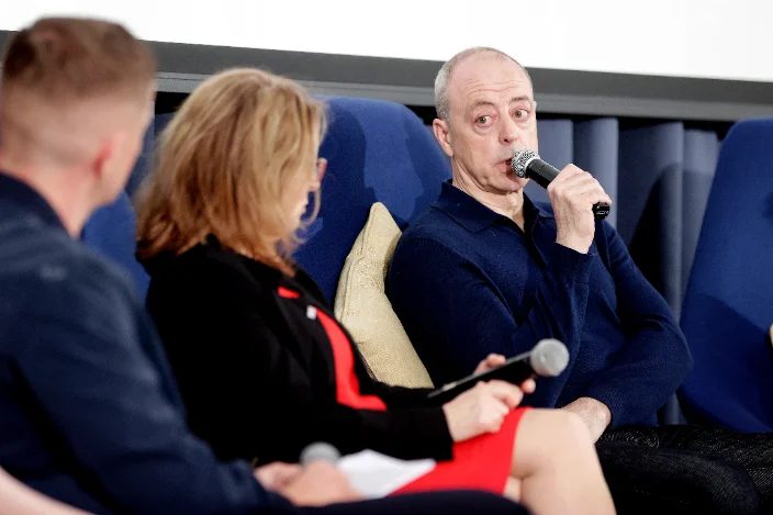 Brian Samson speaking on a panel at a workplace wellbeing event in Dublin